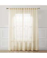 Lush Decor Calia Textured Stripe Sheer Window Curtain Panels Neutral Pair 52x84