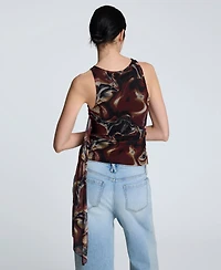 Kenneth Cole Women's Printed Gathered Draped Sleeveless Top