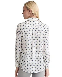 Jones New York Women's Printed Button-Down Long-Sleeve Utility Blouse