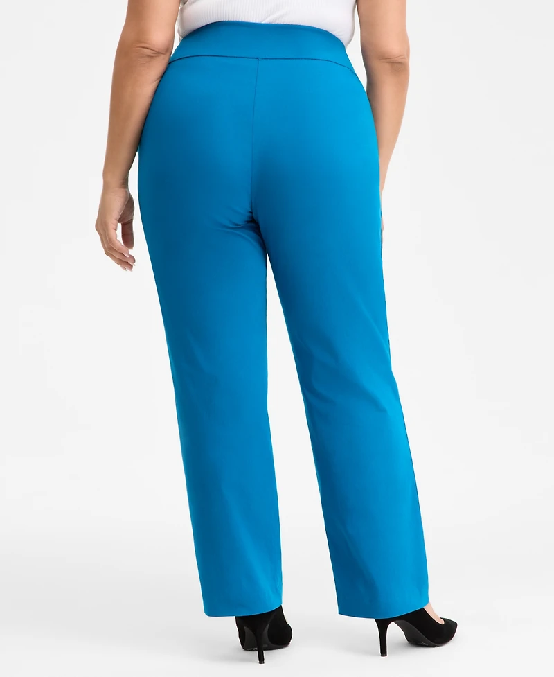 I.n.c. International Concepts Plus Mid-Rise Pull-On Straight-Leg Pants