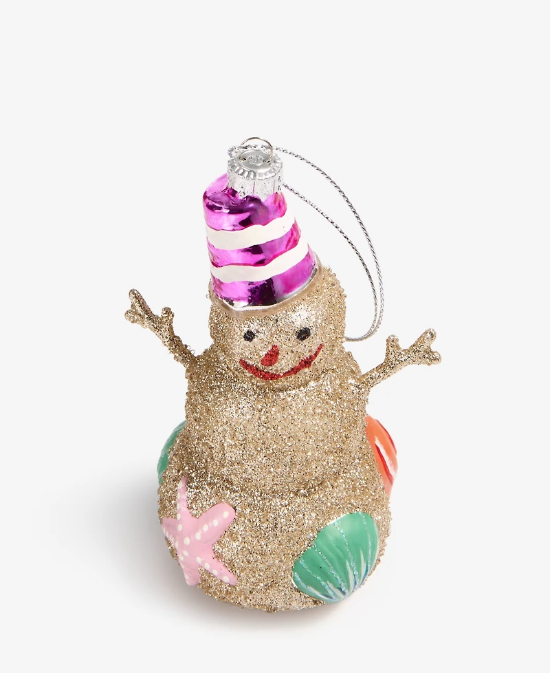 Holiday Lane Florida Glass Beach Snowman Ornament, Macy's Exclusive