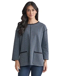Jones New York Women's Seamed Pocket-Front Long-Sleeve Top