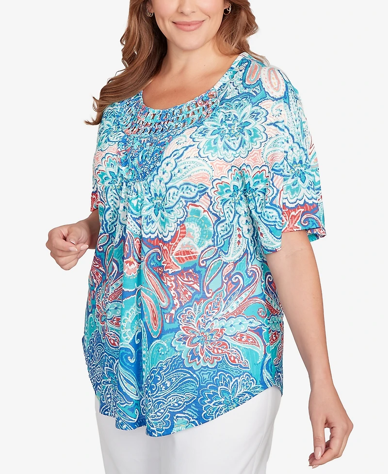 Ruby Rd. Plus Size Embellished Layered Paisley Top