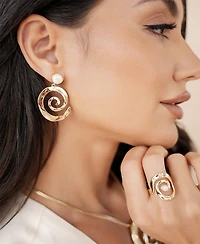 Ettika Aura Swirl Mother of Pearl Drop Earrings