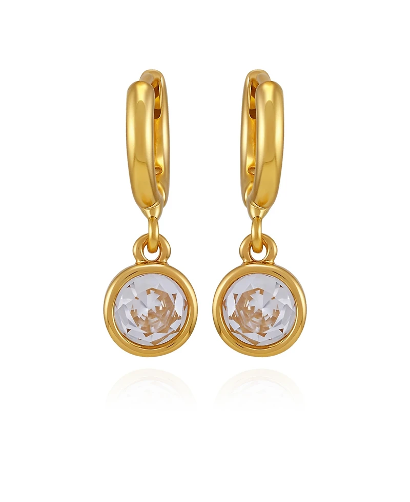 Vince Camuto Gold Tone Cubic Zirconia Drop Huggie Hoop Earrings