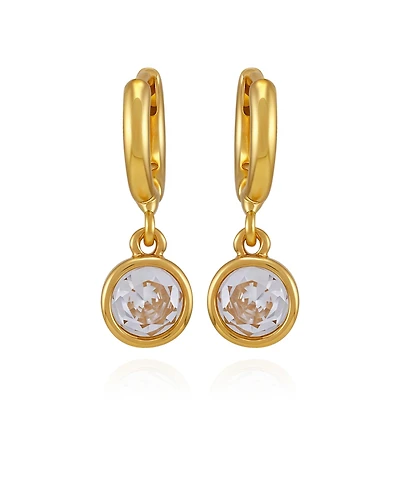 Vince Camuto Gold Tone Cubic Zirconia Drop Huggie Hoop Earrings