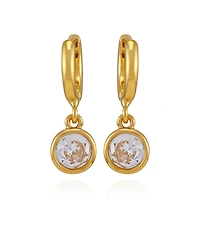 Vince Camuto Gold Tone Cubic Zirconia Drop Huggie Hoop Earrings