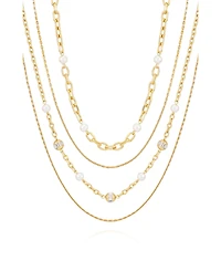 Vince Camuto Layered Gold-Tone Chain Cultivated Pearl Necklace