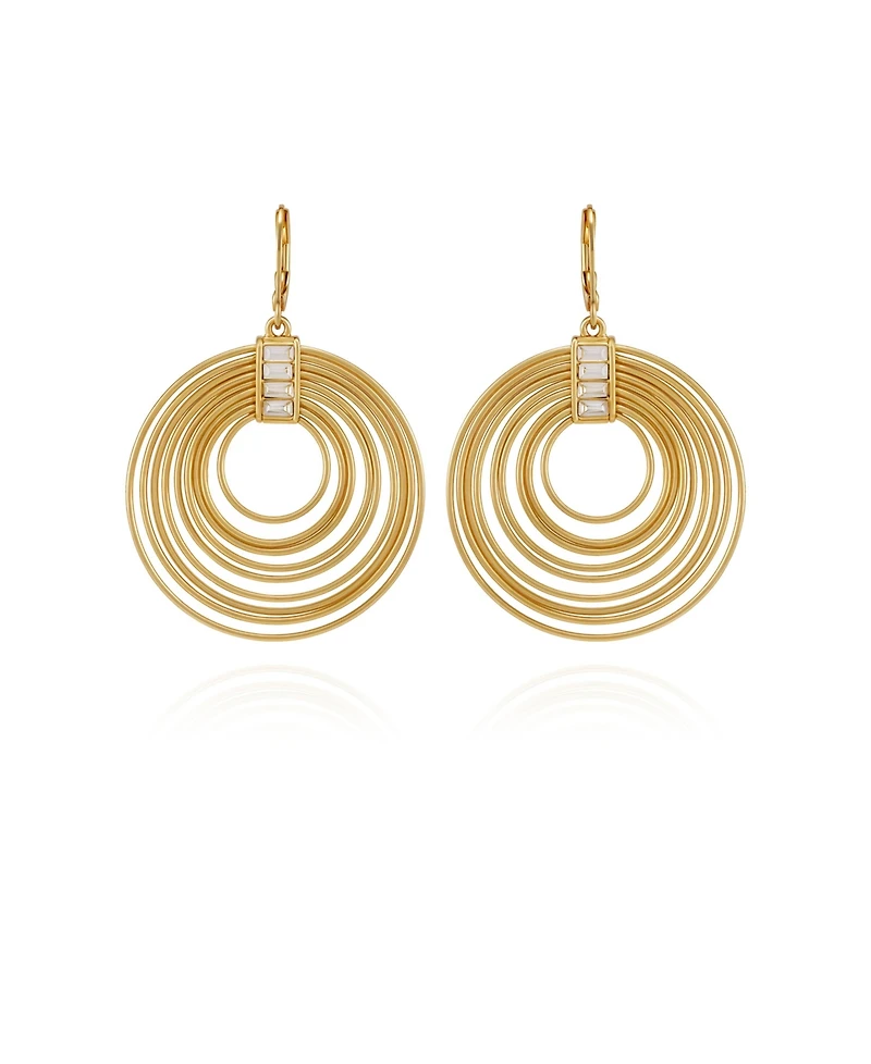 Vince Camuto Tiered Gold Hoop Earrings with Baguette Crystals