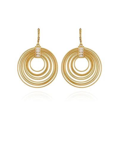 Vince Camuto Tiered Gold Hoop Earrings with Baguette Crystals