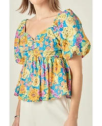 English Factory Women's Floral Puff Sleeve Top