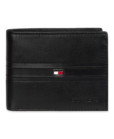 Tommy Hilfiger Men's Rfid Stripe Embossed Bifold Traveler Wallet
