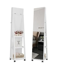Vlsrka Led Jewelry Mirror Cabinet with Lights, Lock, and Rotating Function