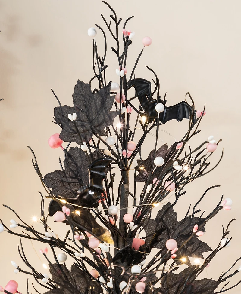 Glitzhome 20" Lighted Pink Halloween Berries Table Tree