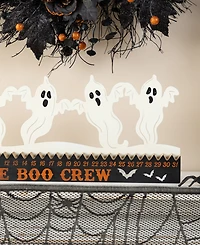Glitzhome 7" Halloween Wooden Metal White Ghost Silhouette Countdown Table Sign