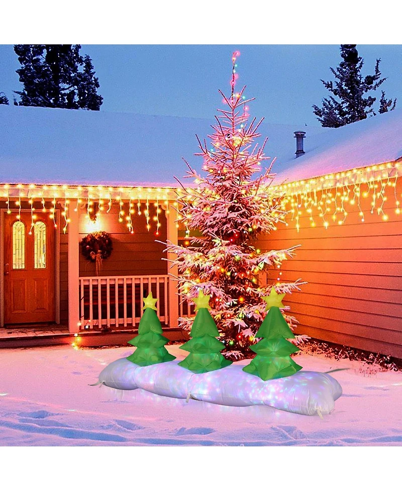LuxenHome 8.2Ft Long Christmas Tree Inflatable with Festive Disco and Flashing Lights