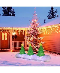 LuxenHome 8.2Ft Long Christmas Tree Inflatable with Festive Disco and Flashing Lights