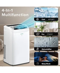 Zafro 14,000 Btu Portable Ac, Quiet 46dB, WiFi & App Control, 24H Timer, Fan & Dehumidifier, Easy Install for Bedroom, Office, Living Room