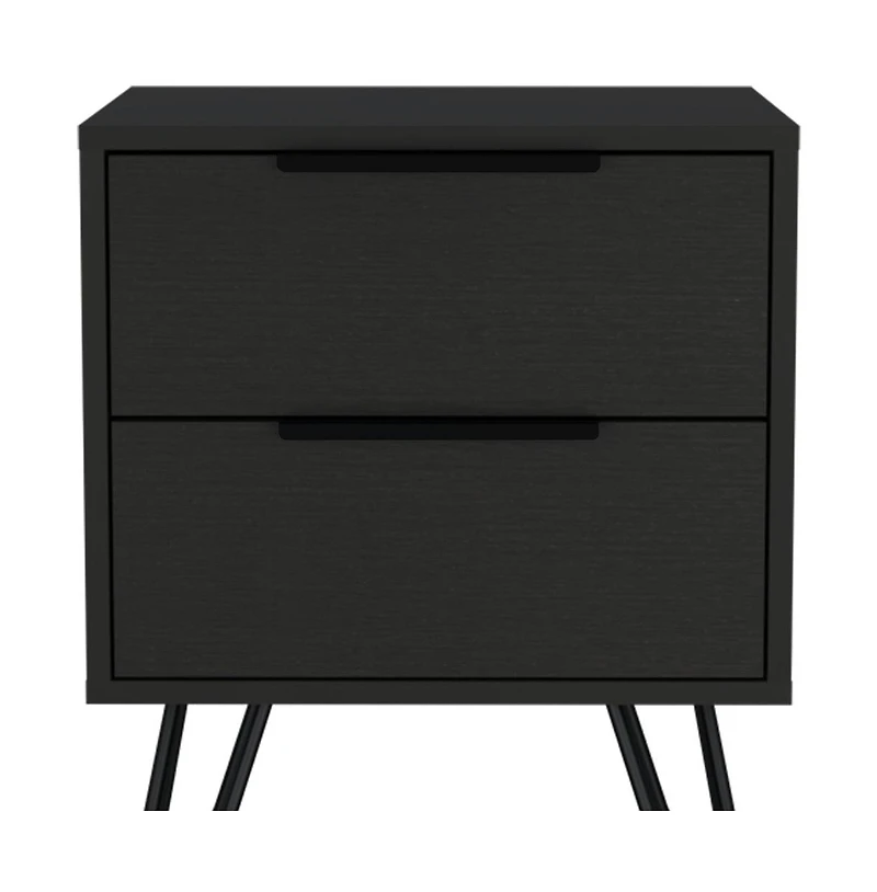 Slickblue Two Drawer Nightstand Faux Wood Finish for Bedside or Living Room
