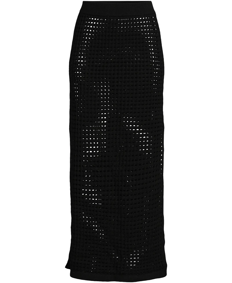 Lands' End Women's Cotton Open Knit Maxi Swim Cover-up Skirt