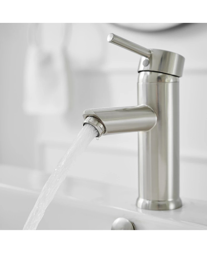Single Hole Single-Handle Bathroom Faucet With Pop Up Drain Brushed Nickel