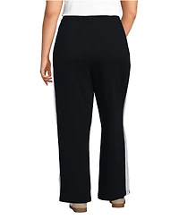 Lands' End Women's Plus Sport Knit High Rise Relaxed Straight Leg Side Stripe Pants