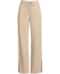 Lands' End Women's Sport Knit High Rise Relaxed Straight Leg Side Stripe Pants