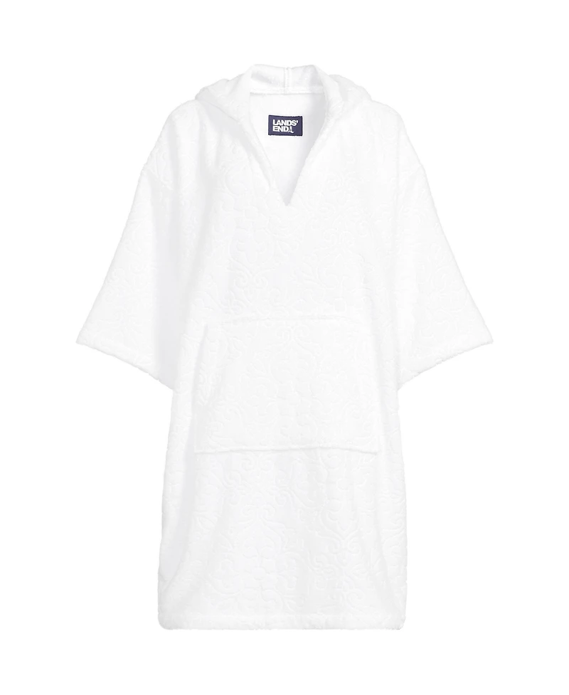 Lands' End Women's Terry 3/4 Sleeve Pullover Hooded Spa Robe
