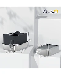 PawHut Stainless Steel Litter Box, Enclosed Litter Box with Scoop,