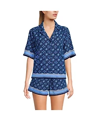 Lands' End Women's Rayon Short Sleeve Camp Shirt