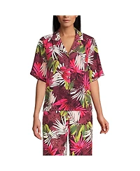 Lands' End Women's Rayon Short Sleeve Camp Shirt