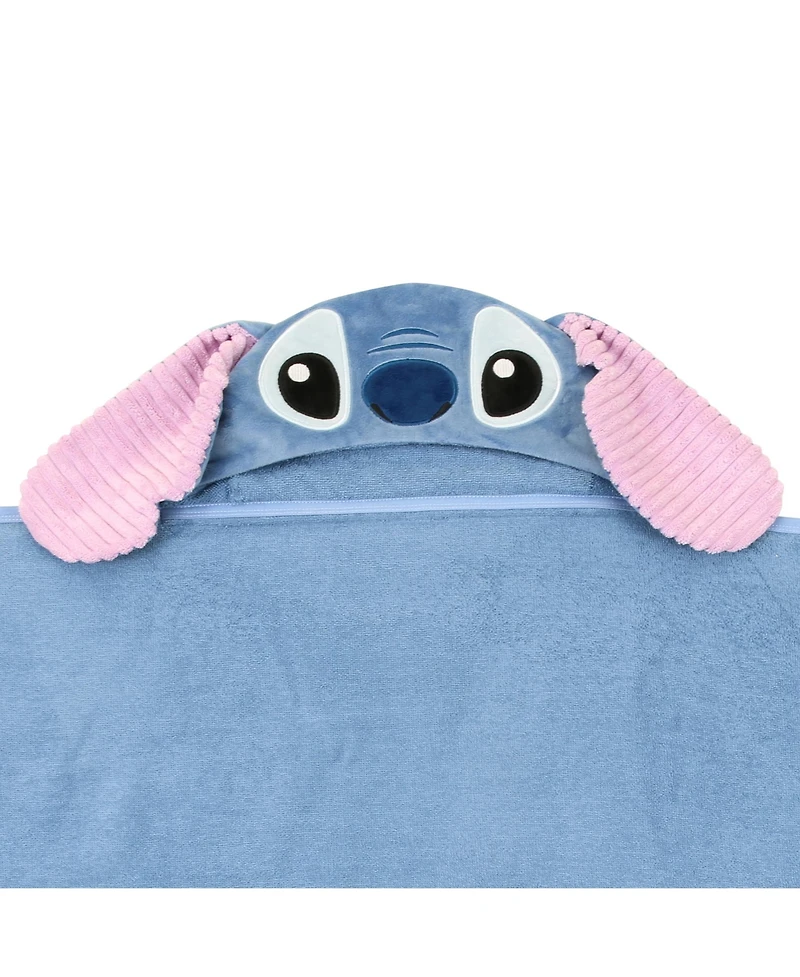 Lambs & Ivy Baby Disney Stitch Luxury Blue Cotton Terry Hooded Bath Towel
