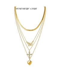 Jessica Simpson Layered Butterfly, Cross & Heart Pendant Necklace Set