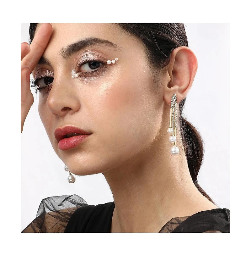Sohi Women's Blue Snowball Drop Earrings