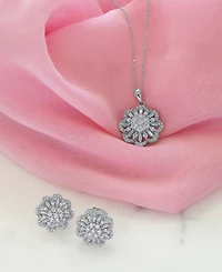Wrapped in Love Diamond Round & Baguette Flower Stud Earrings (1 ct. t.w.) in 14k White Gold, Exclusively at Macy's
