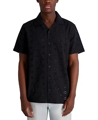 Karl Lagerfeld Paris Men's Floral Eyelet Shirt