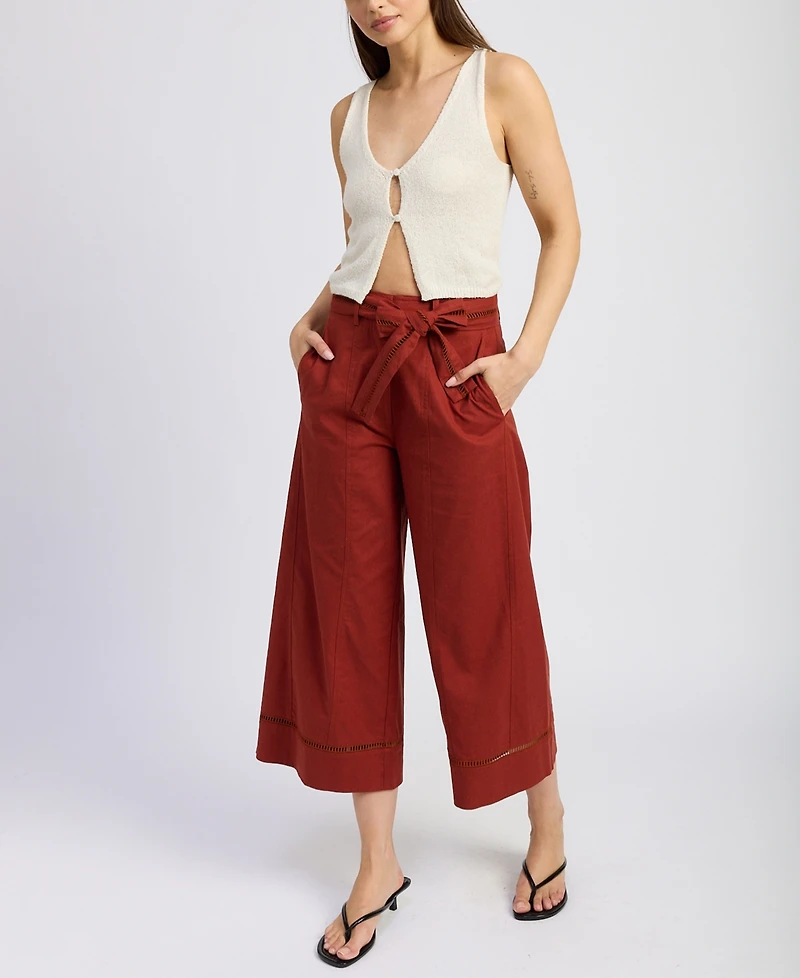 En Saison Women's Megumi Tie-Waist Mid-Rise Pants