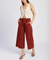 En Saison Women's Megumi Tie-Waist Mid-Rise Pants