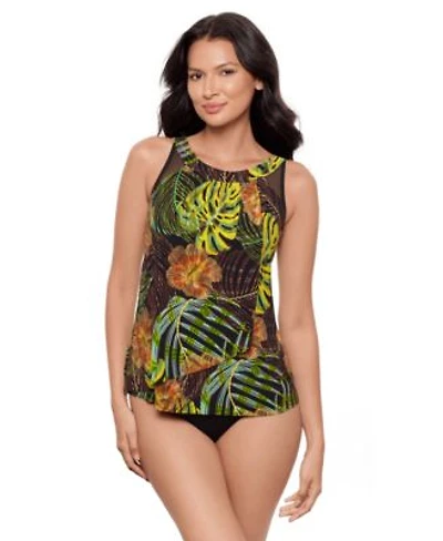Miraclesuit Womens Sunset Islet Ursula Tummy Control Underwired Tankini Top High Waist Bikini Bottoms