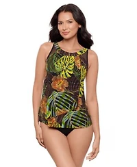 Miraclesuit Womens Sunset Islet Ursula Tummy Control Underwired Tankini Top High Waist Bikini Bottoms