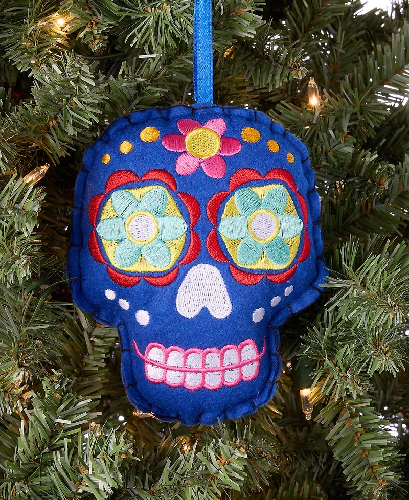 Holiday Lane Day of the Dead Fabric Skull Ornament, Macy's Exclusive