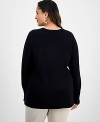 Jm Collection Plus Crewneck Long-Sleeve Sweater, Macy's Exclusive