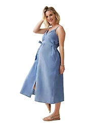 Ingrid + Isabel Maternity Chambray Button Down Midi Dress