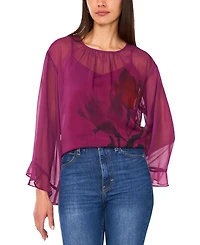 Vince Camuto Women's Chiffon Flutter-Sleeve Top
