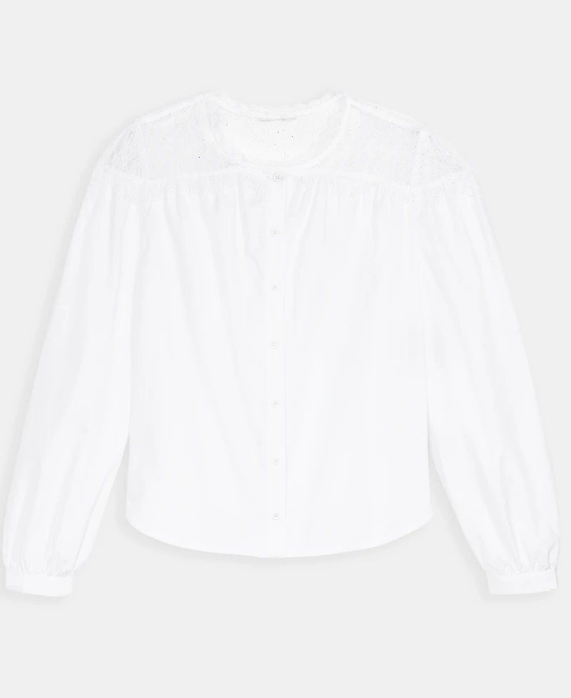 On 34th Women's Long Sleeve Lace-Trim Blouse, Macy's Exclusive