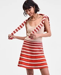 On 34th Women's Striped Pull-On Flounce Sweater Mini Skirt, Macy's Exclusive