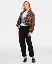 On 34th Women's Leopard Print Bubble-Hem Bomber Jacket, Macy's Exclusive