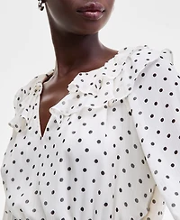 On 34th Women's Printed Ruffle-Trim Long-Sleeve Midi Dress, Macy's Exclusive