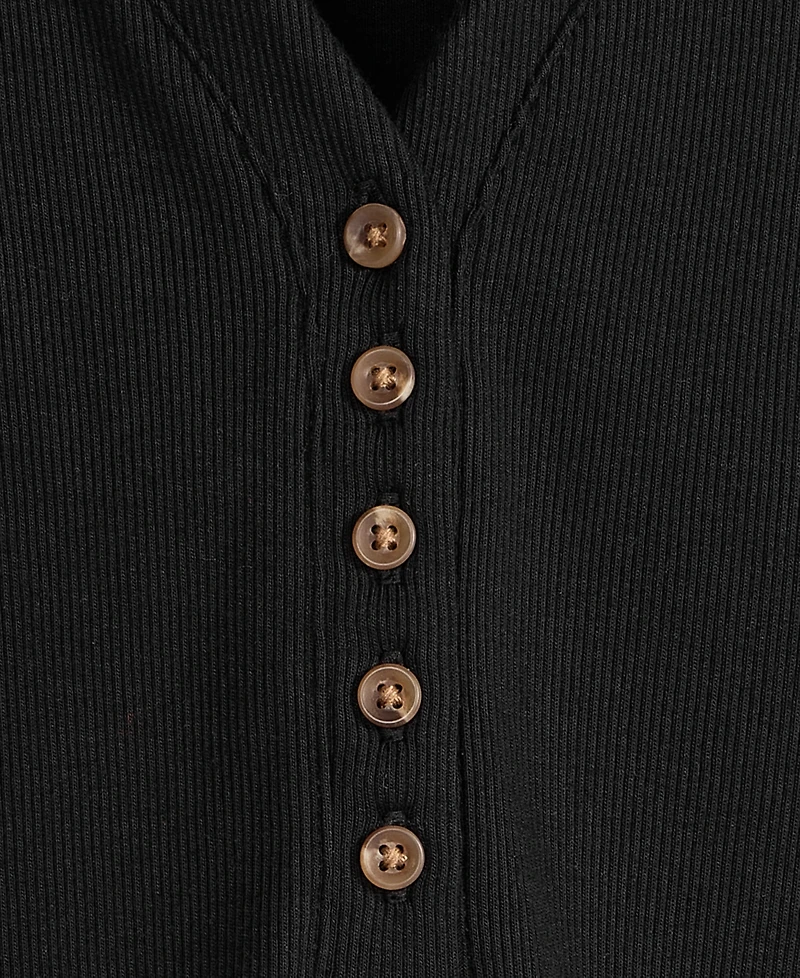On 34th Women's Puff-Shoulder Long-Sleeve Henley T-Shirt, Macy's Exclusive