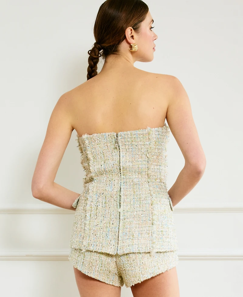 Line & Dot Women's Clover Tweed Strapless Top